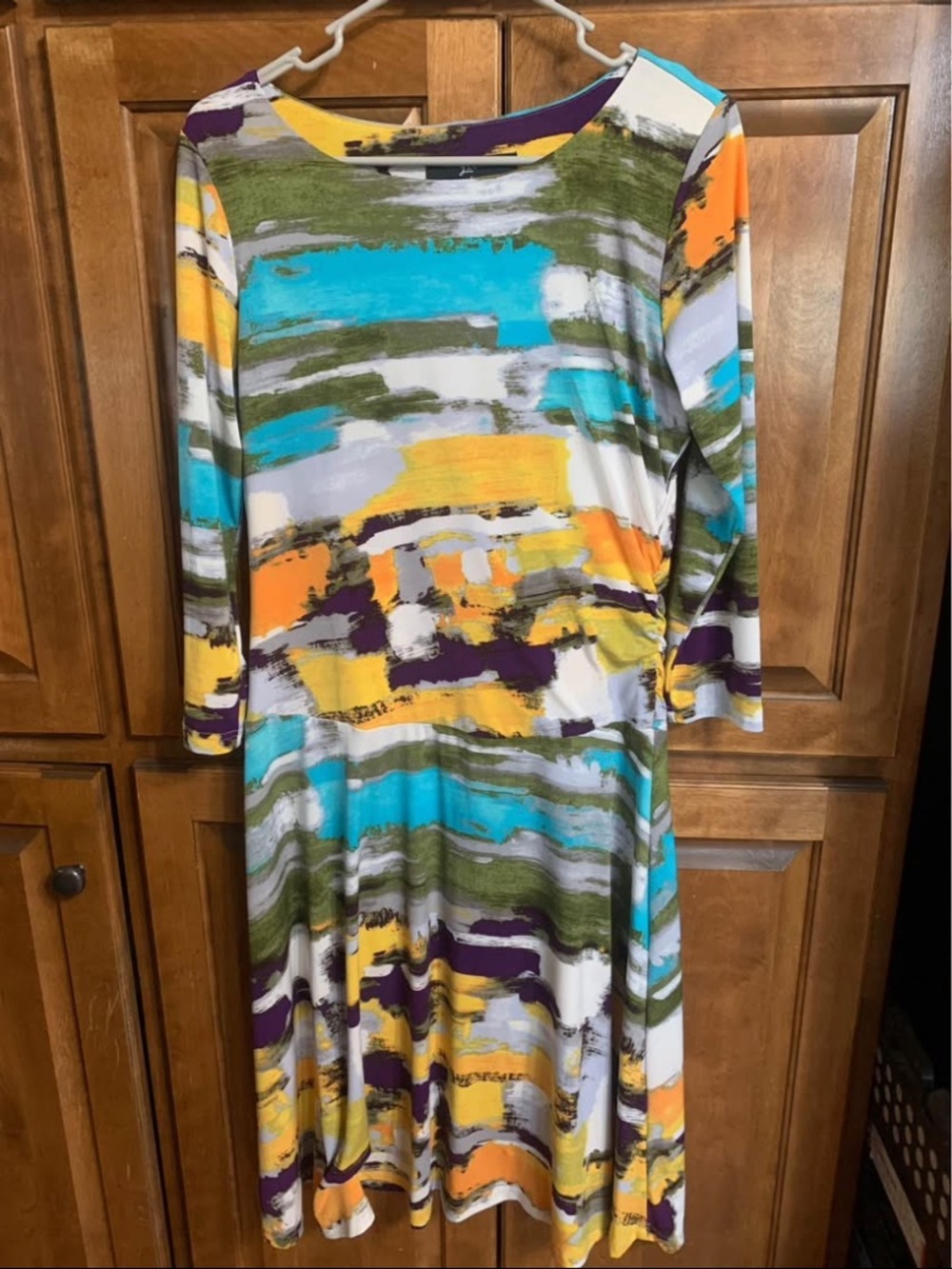 Lemmie for nina Leonard brightly colored dress, heavy/ great  quality dress. 3/4